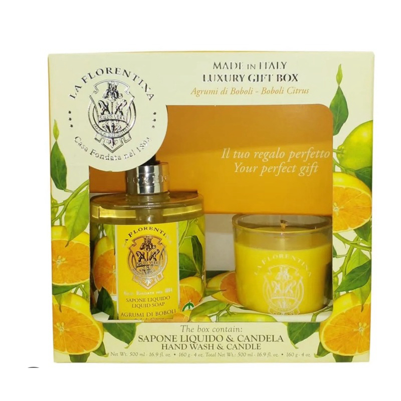 Kit La Florentina Sabonete Líquido 500ml com Vela Aromatizante 135g Boboli Citrus