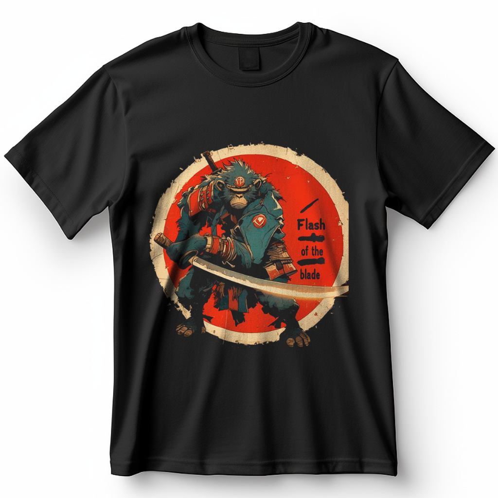Camiseta Macaco Samurai Flash of the Blade Blusa Camisa 100% Algodão