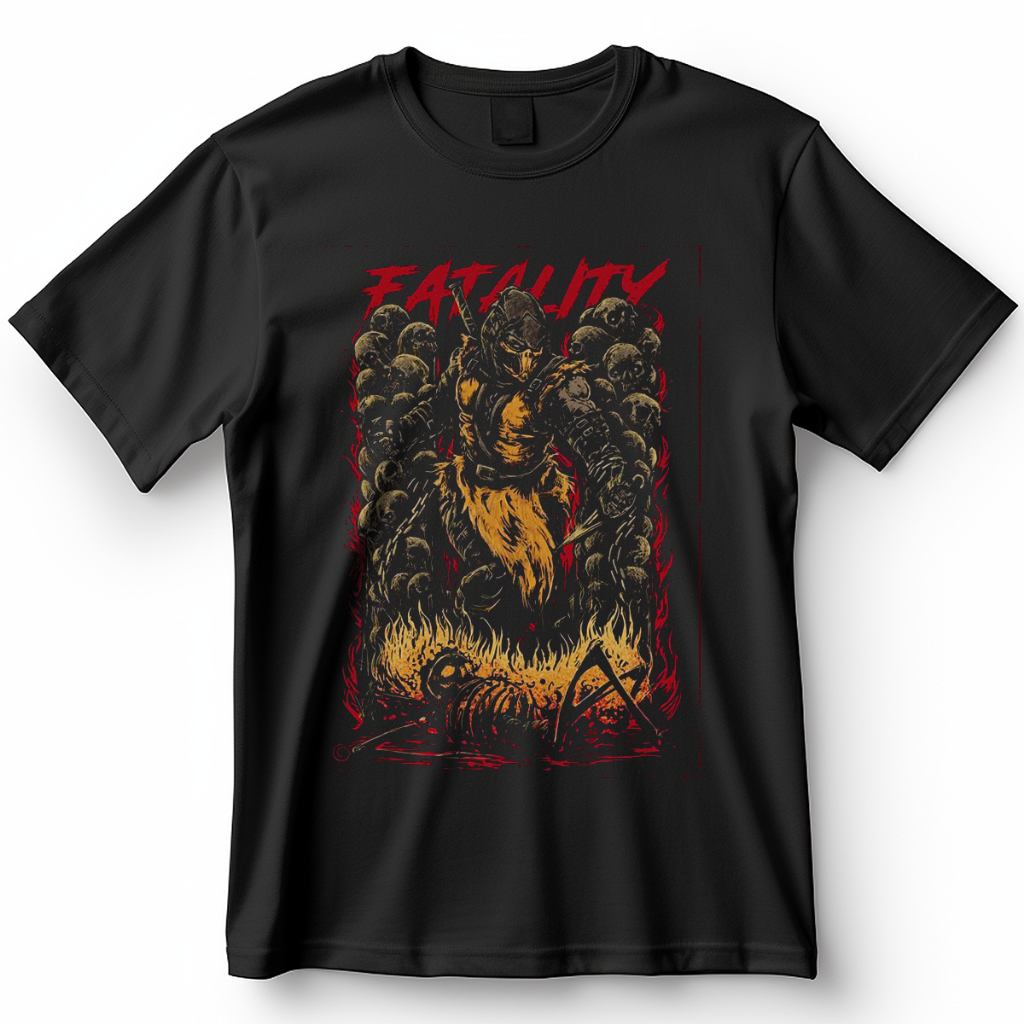 Camiseta Mortal Kombat Scorpion Fatality Blusa Camisa 100% Algodão
