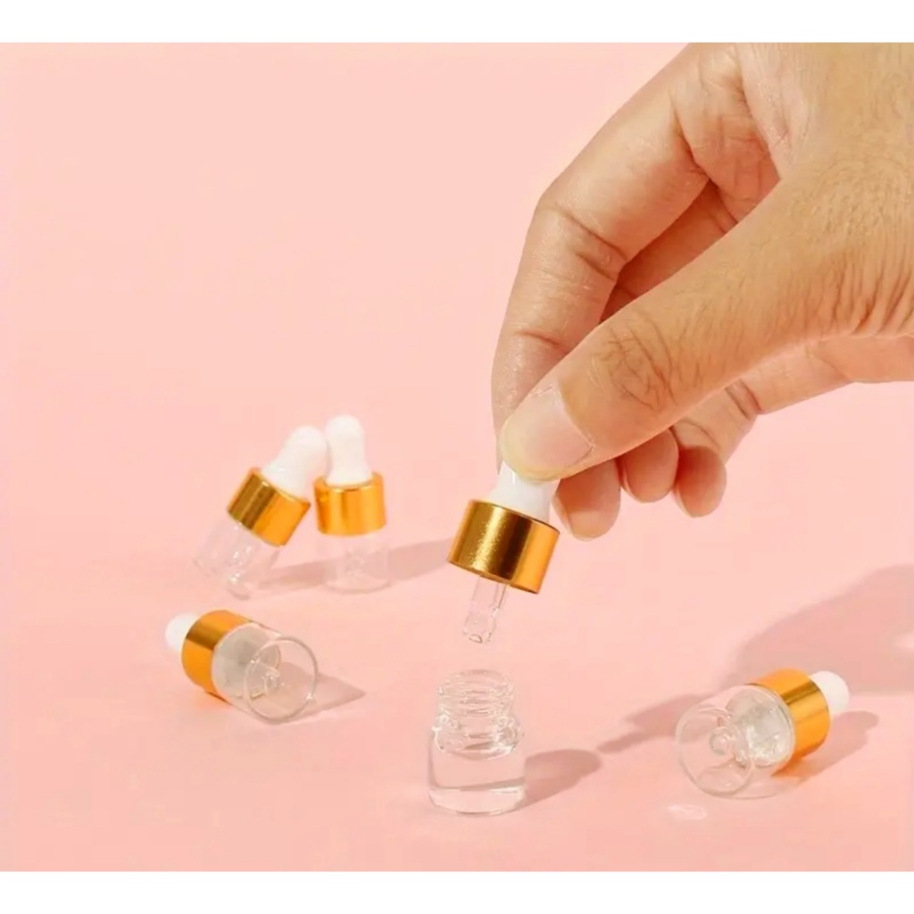 Kit 25 Frascos Conta Gotas Vidro transparente Óleo Essencial Floral 1ml
