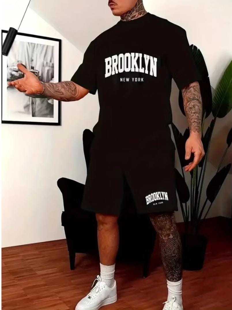 Kit Brooklyn Nova York Camiseta Bermuda Oversized Para Um Verão Estiloso

