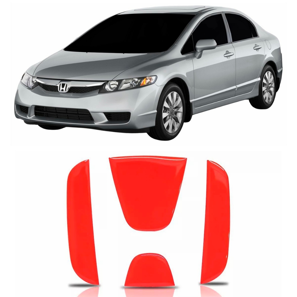Aplique Resinado do Emblema da Grade Honda Civic 2007 Até 2011 e Fit 2009 até 2014