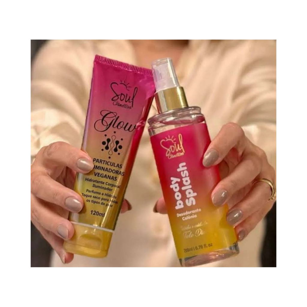 Kit Hidratante Iluminador Glow + Body Splash Desodorante Paradox Soul