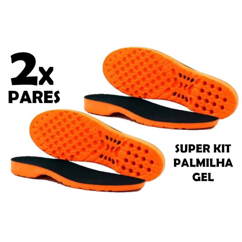 kit palmilha 2x ou 1x par anti impacto, confortável, ortopédica de gel pu silicone