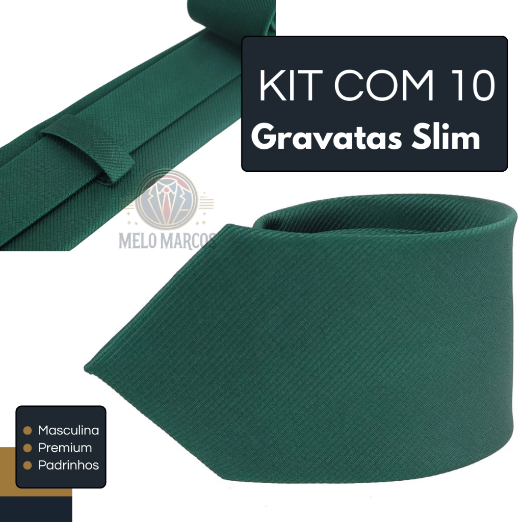 Kit 10 Gravata Social Slim Padrinhos Noivos Casamento Congresso Eventos em Oferta na Shopee