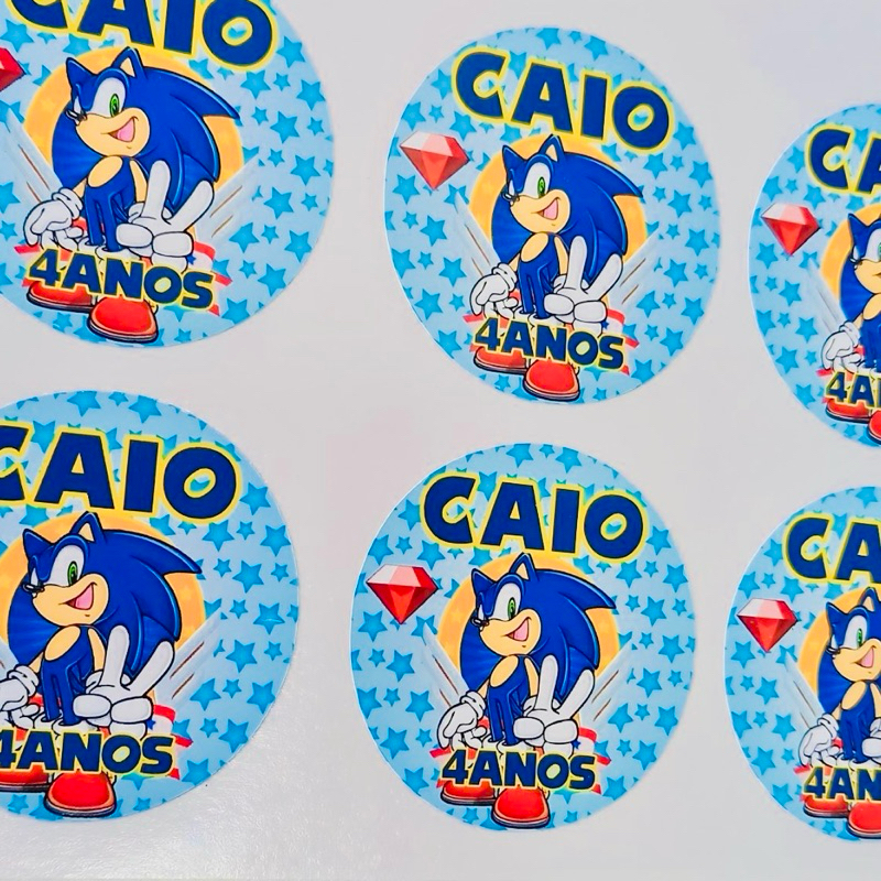 Adesivos para lembrancinhas Sonic - Aniversário tema Sonic - Adesivos para latinha Sonic