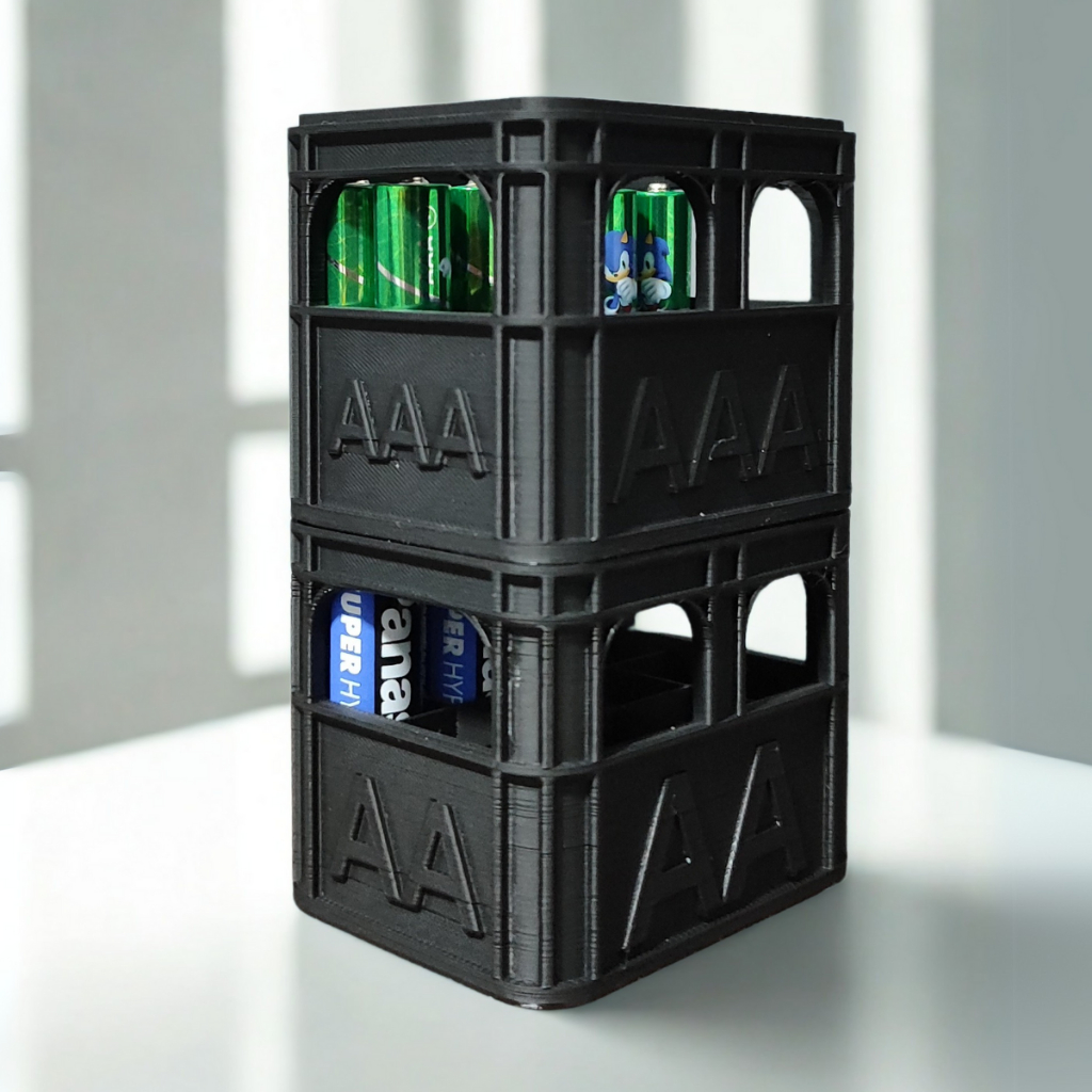 Porta pilhas AA AAA Organizador em impressão 3D - Engradado