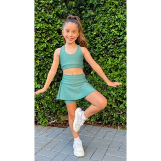 Conjunto Infantil Treinos Short Saia e Top Caminhada Exercicio em Oferta na Shopee