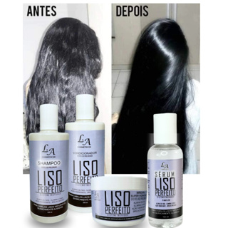 Combo Completo Liso Perfeito Shampoo Condicionador Máscara + Sérum Hidratante Efeito Progressiva em Oferta na Shopee
