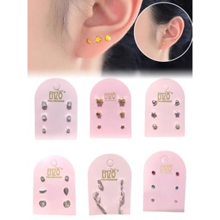 Kit 3 Pares Brincos Trio 1 Cartela Brinco Pequeno Folheado Ouro Ródio Pedra Strass Bolinha