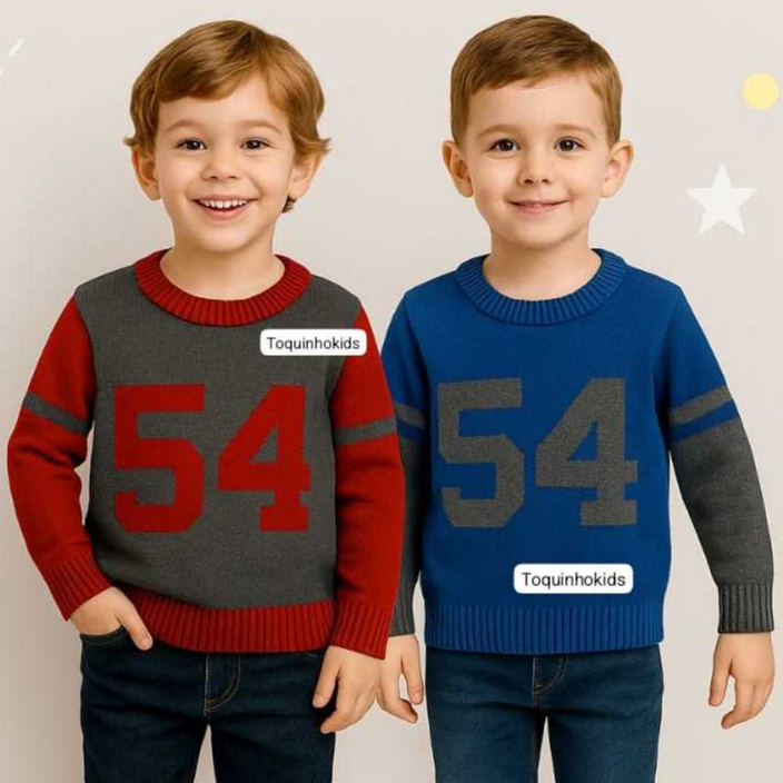 Blusa de lã manga longa infantil para menino estilosa em Oferta na Shopee