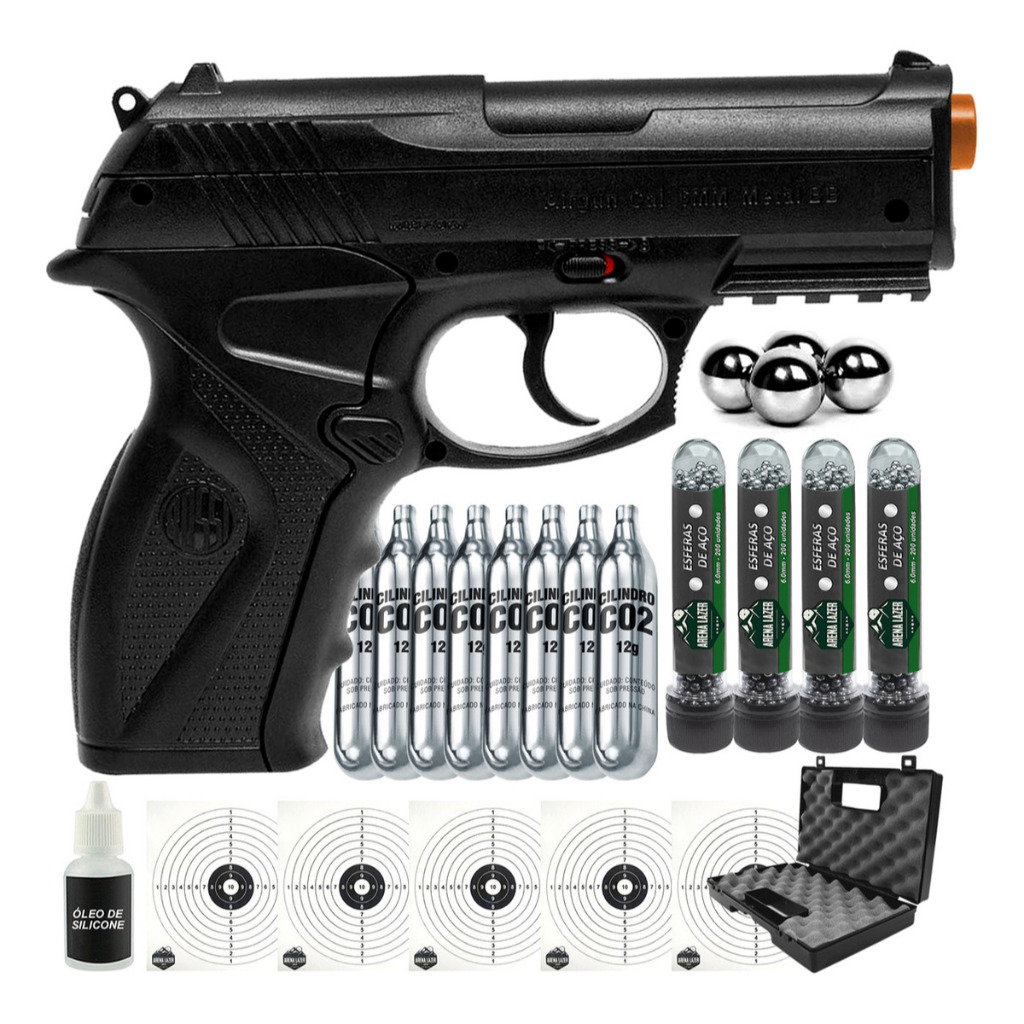 Pistola Rossi Co2 C11 Bbs Aço 6mm Forte + Kit Premium Arena Lazer em Oferta na Shopee
