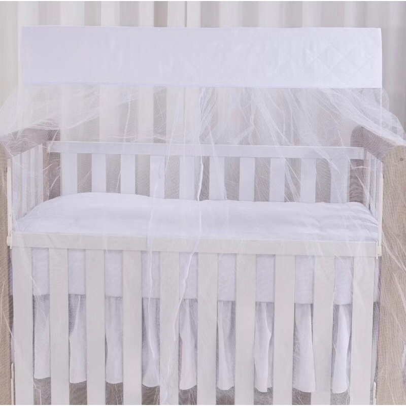 MOSQUITEIRO AVULSO PARA BERÇO PADRÃO AMERICANO BRANCO BORDADO GOTAS BRANCO