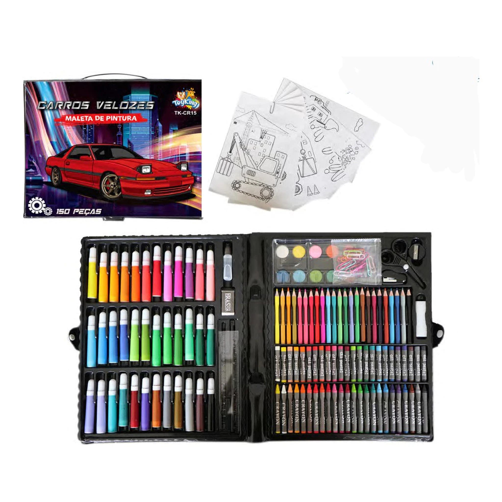 Super Maleta de Arte Carros Velozes – 150 Peças para Pintar e Desenhar!