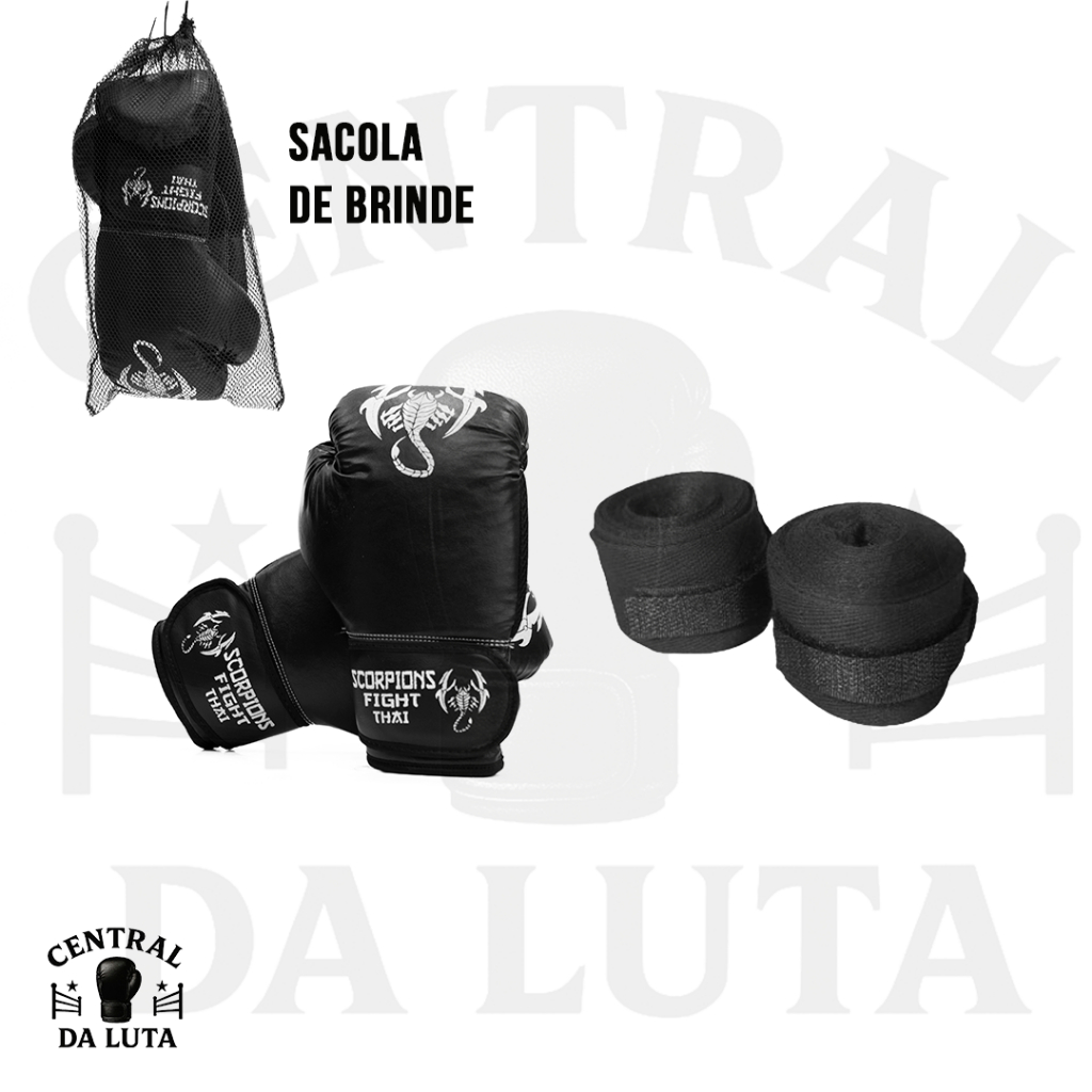 Luvas + Bandagem Muay Thai Boxe Kickcboxing Kit em Oferta na Shopee