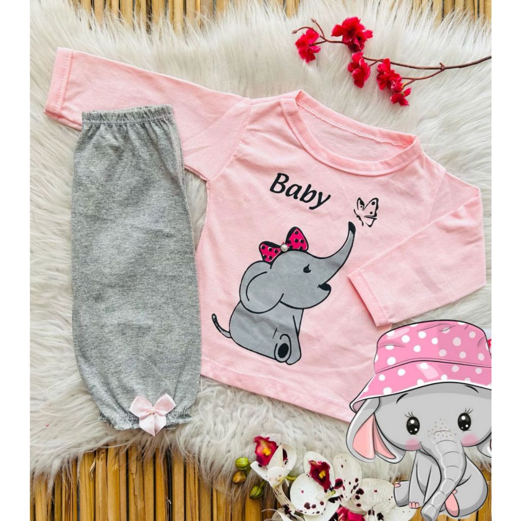 Conjunto Delicado e Confortável – Manga Longa para Bebê Menina em Oferta na Shopee