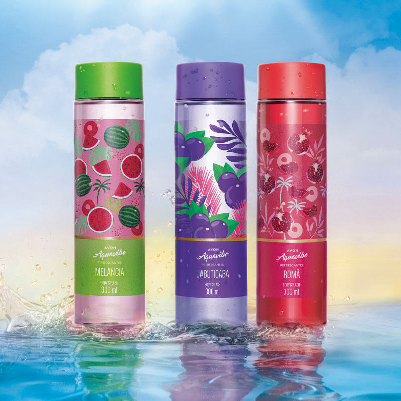 Aquavibe Refrescantes Body Splash Avon 300ml: Pitanga, Ameixa, Lichia, Baby Smell, Pretty Blue, Chypre, Lavanda e Romã — imagem 2 de 2