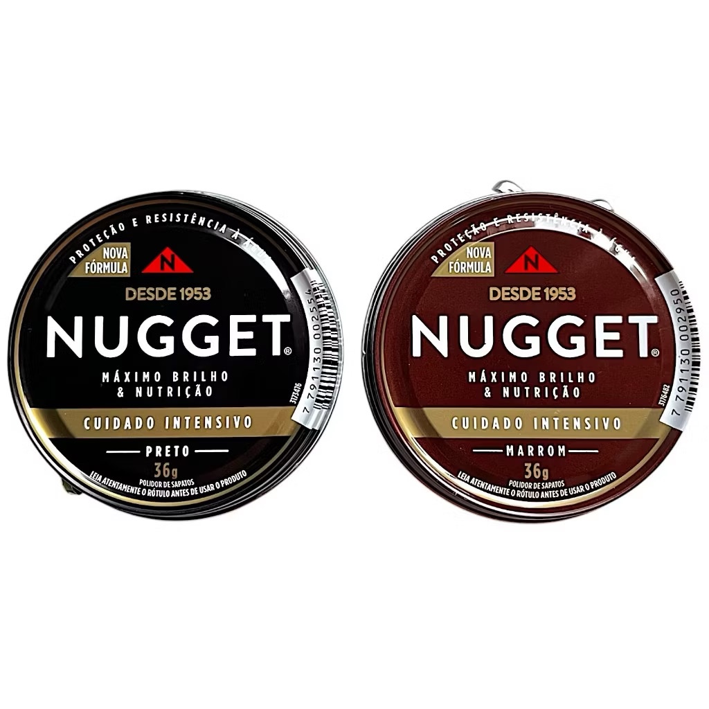 Graxa para Sapato em Pasta Preta e Marrom Nugget Lata polidor 36g
