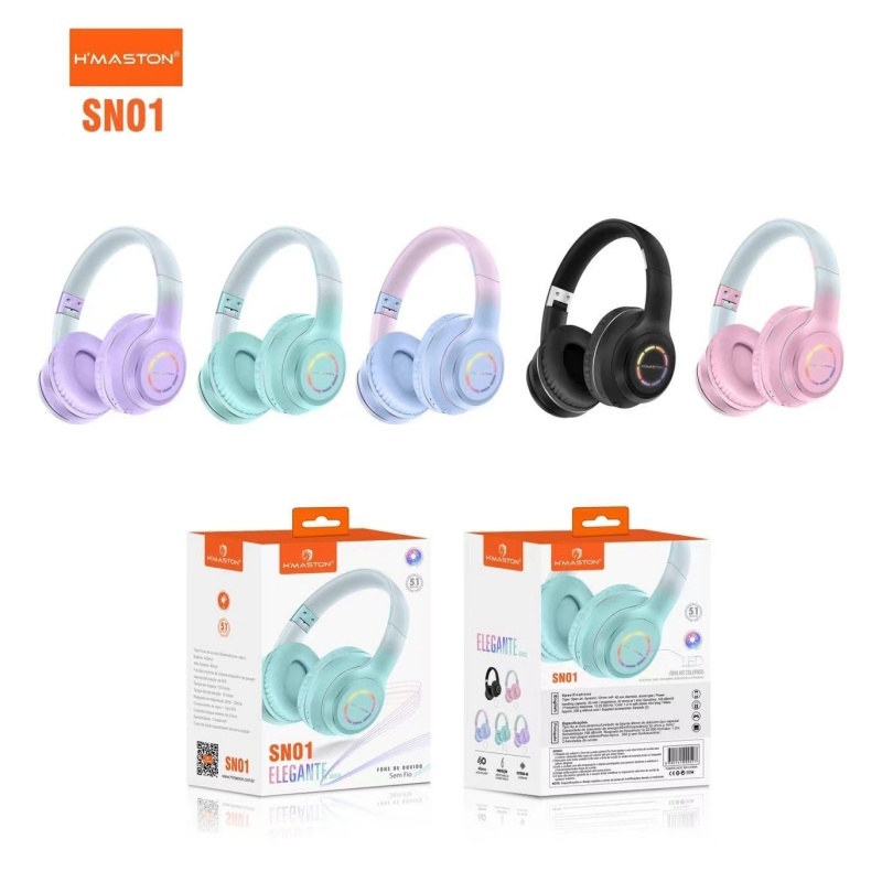 Fone de Ouvido Headphone Bluetooth Stereo Micro Alta Qualidade Colorido Confortável Dobrável