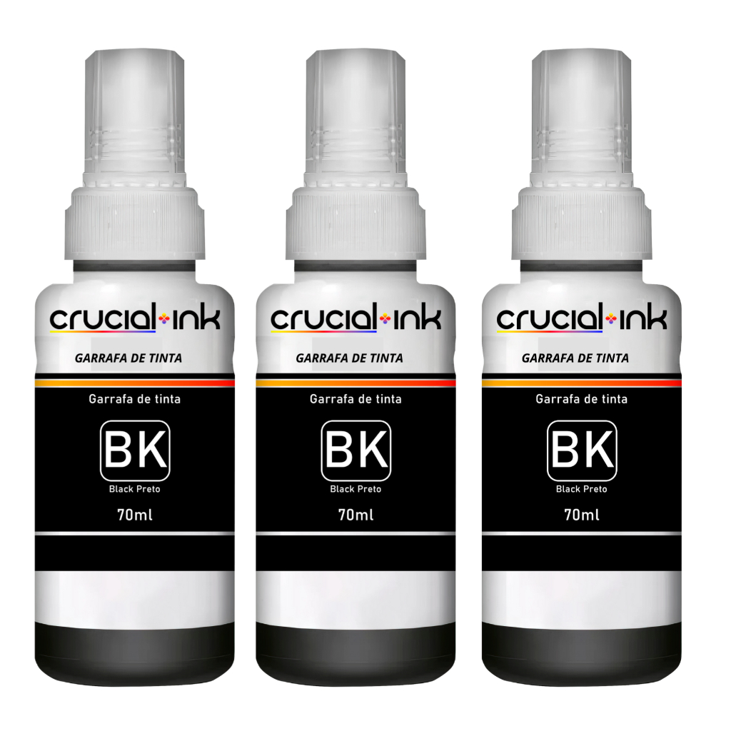 Kit 3 Tintas Preta  Compativel Para Epson  L365 L375 L395 L380/L355/L365/L375/L395/l396/L455/L475/L555/L565/L575