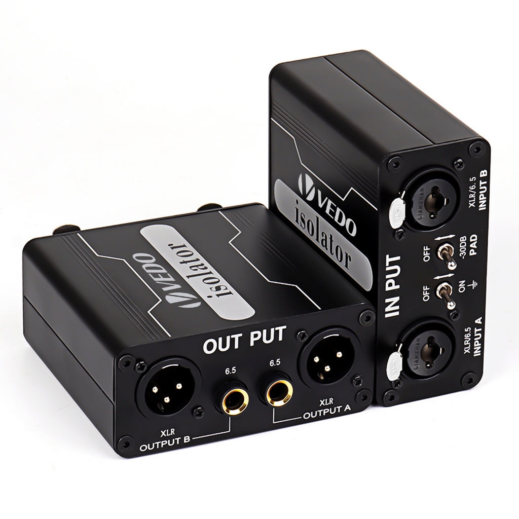 VEDO Isolador De áudio Com Canal Duplo 6.5 XLR Eliminação De Ruído De Som Atual Adequado Para Mixers Veículos Microfones