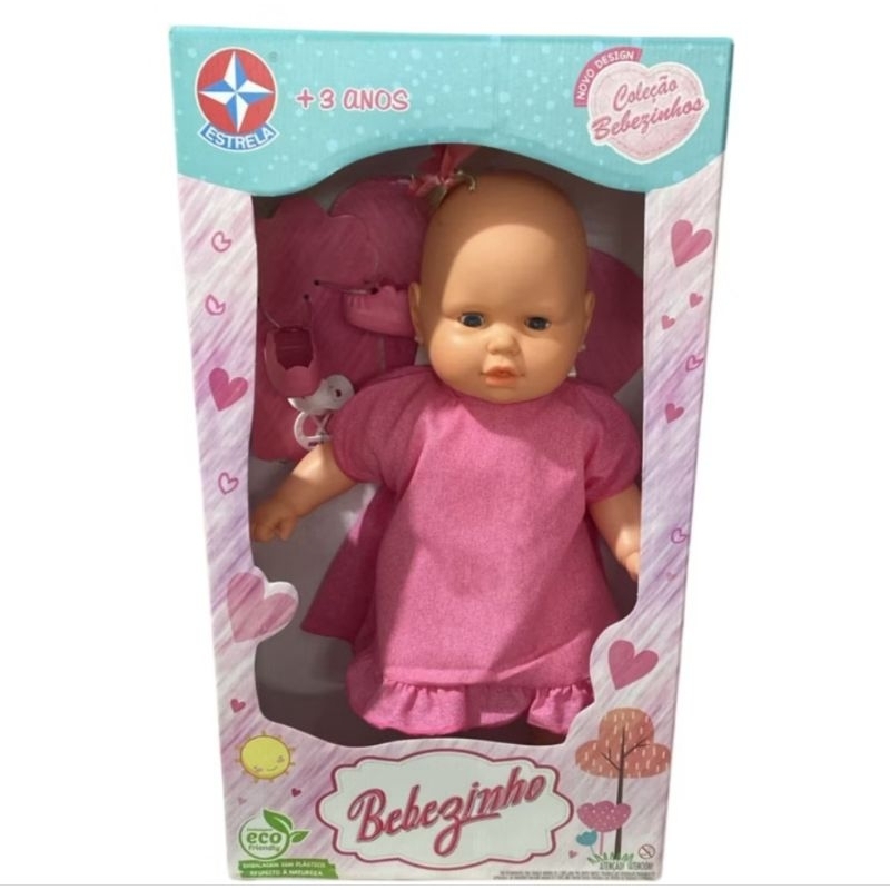 Boneca Bebezinho Vestido Rosa Estrela