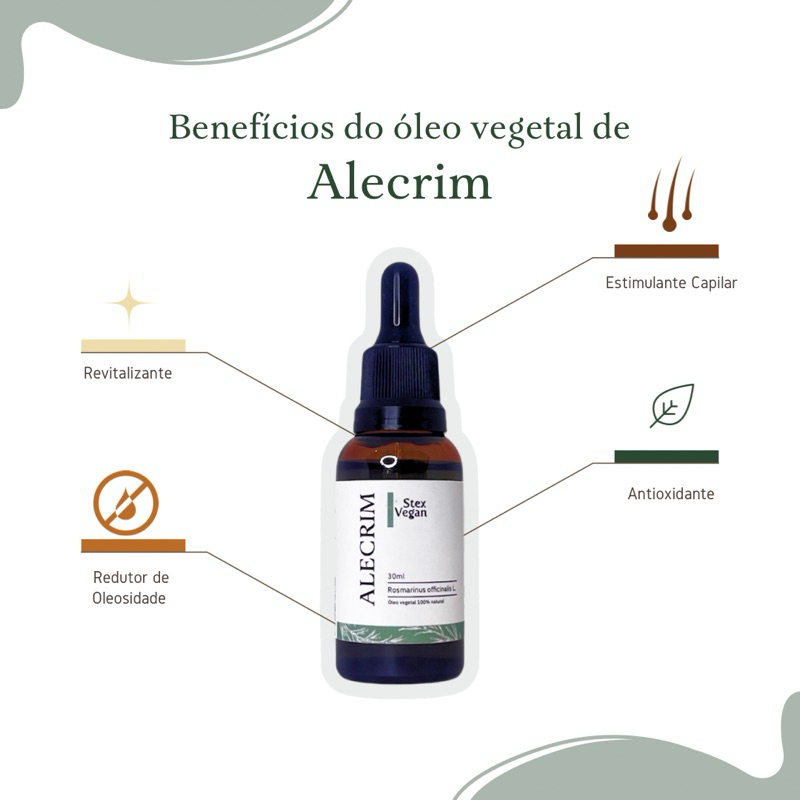 Óleo Vegetal de Alecrim 100% Puro | Acelera Crescimento, Fortalece Raízes - Stex Vegan