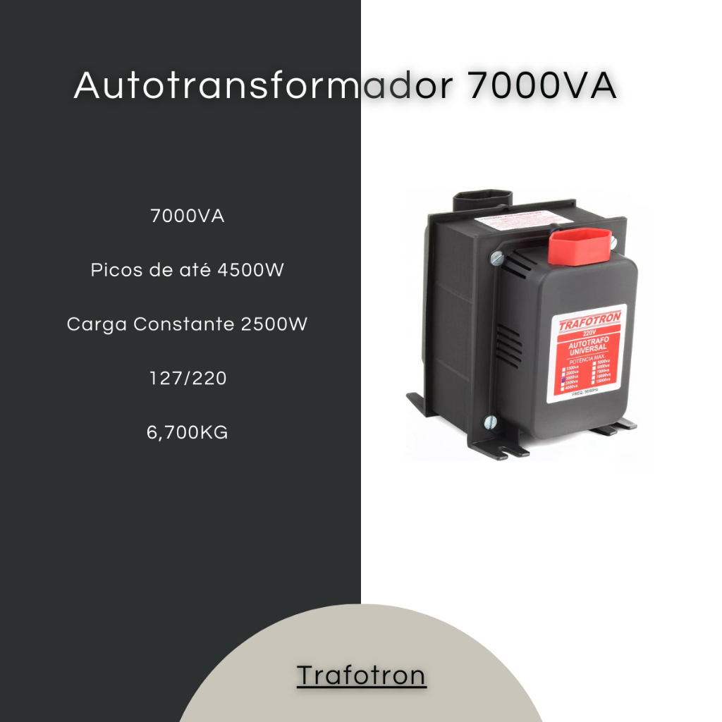 Auto Transformador de Energia 7000va Tomada 110v 220v ar 18000btus