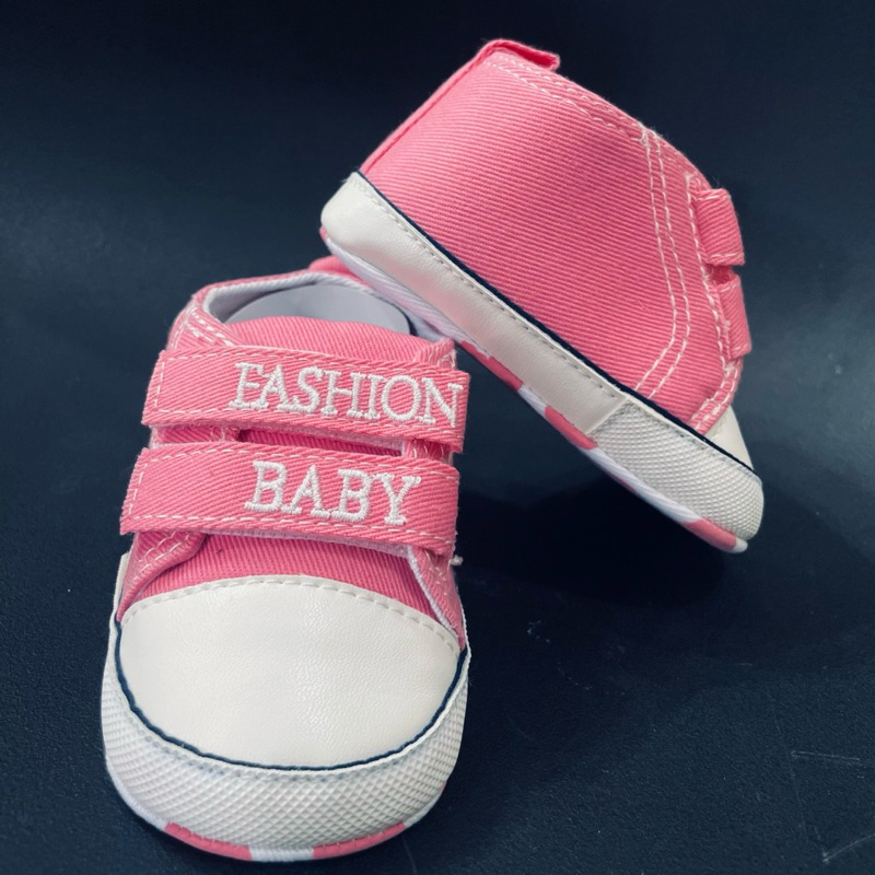 TÊNIS SAPATINHO DE BEBÊ CANO ALTO ( LONA ) anti derrapante, Tenis Casual Infantil Sistema Abre Fecha Facil Rosa Branco