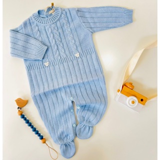 Macacão de Bebê Trançado Roupa em Tricot Ursinho Saída Maternidade Recém Nascido Menina Menino em Oferta na Shopee