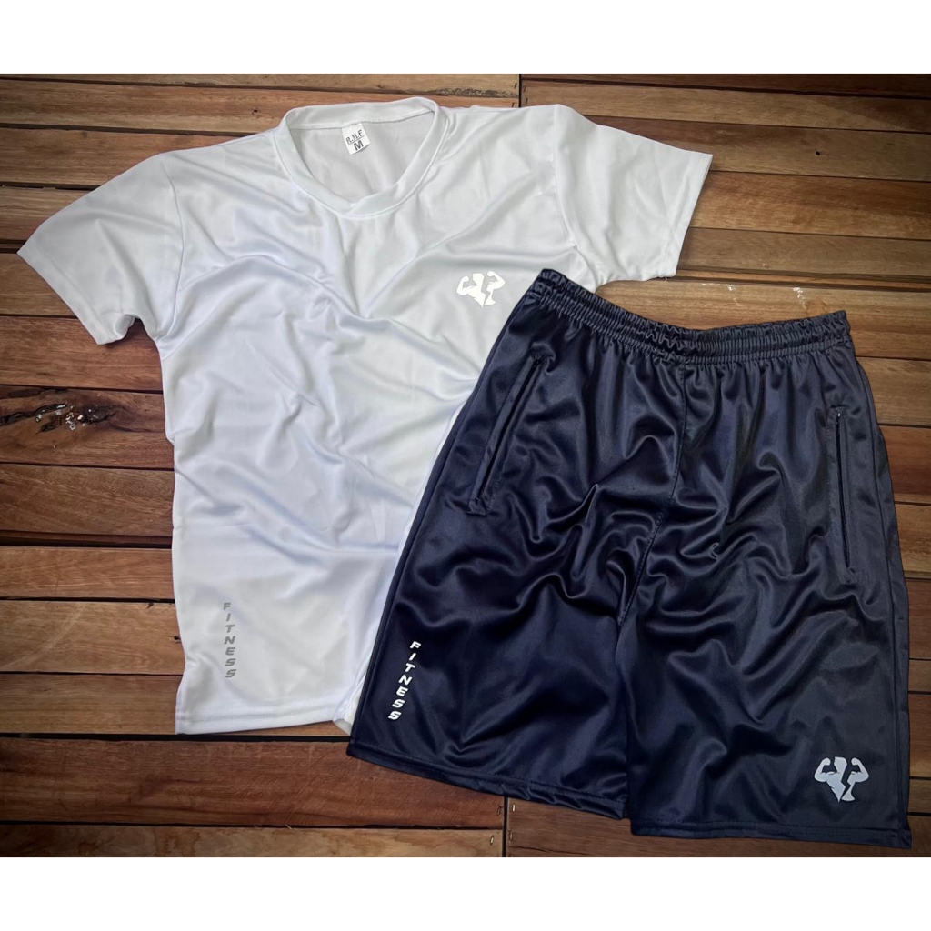 Kit Masculino Camisa + Bermuda Para Treinar - Leve e Confortável - Costura Reforçada
