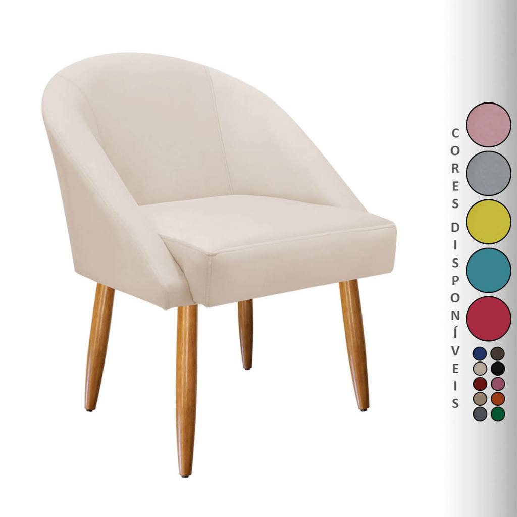 Poltrona para Sala Decorativa Lua Pés Palito 30 cm Suede Aninha Decor