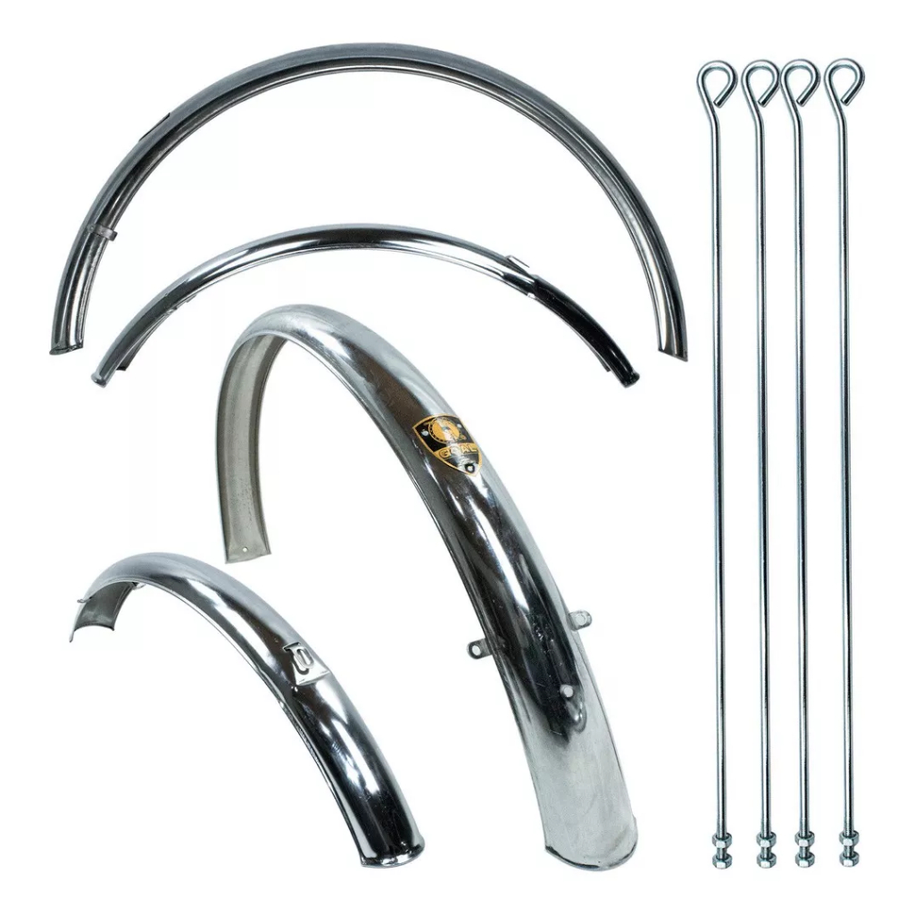 Paralama Bike Aro 26 Sueco Beach Antigo Largo Com Hastes Cromado