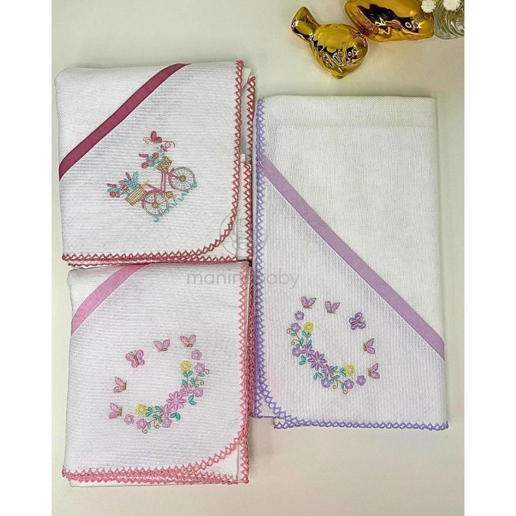 Cueiro Flanelado Bordado Tam 80x80 100% Algodão Menino Menina Kit 2 peças Coeiro para bebe...