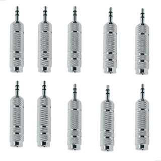 Kit 10 Plug Adaptador P10 Femea X P2 Macho Stereo Metal Blindado Prata em Oferta na Shopee