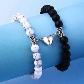 Conjunto de Pulseira da Amizade Coração de Imã Miçanga Personalizada de casal e namorados em Oferta na Shopee