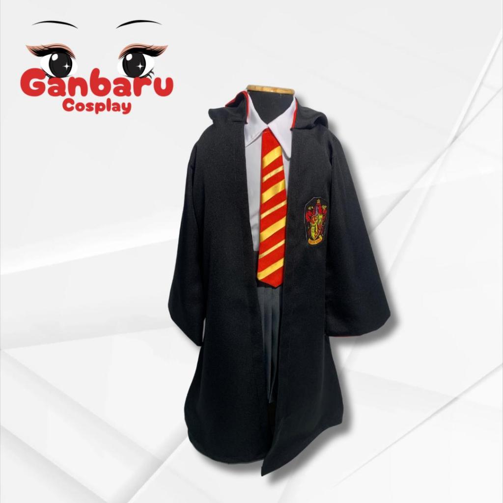 Fantasia Cosplay Uniforme Grifinória Hermione Completo (capa, camisa, saia + gravata + Varinha) - Harry Potter
