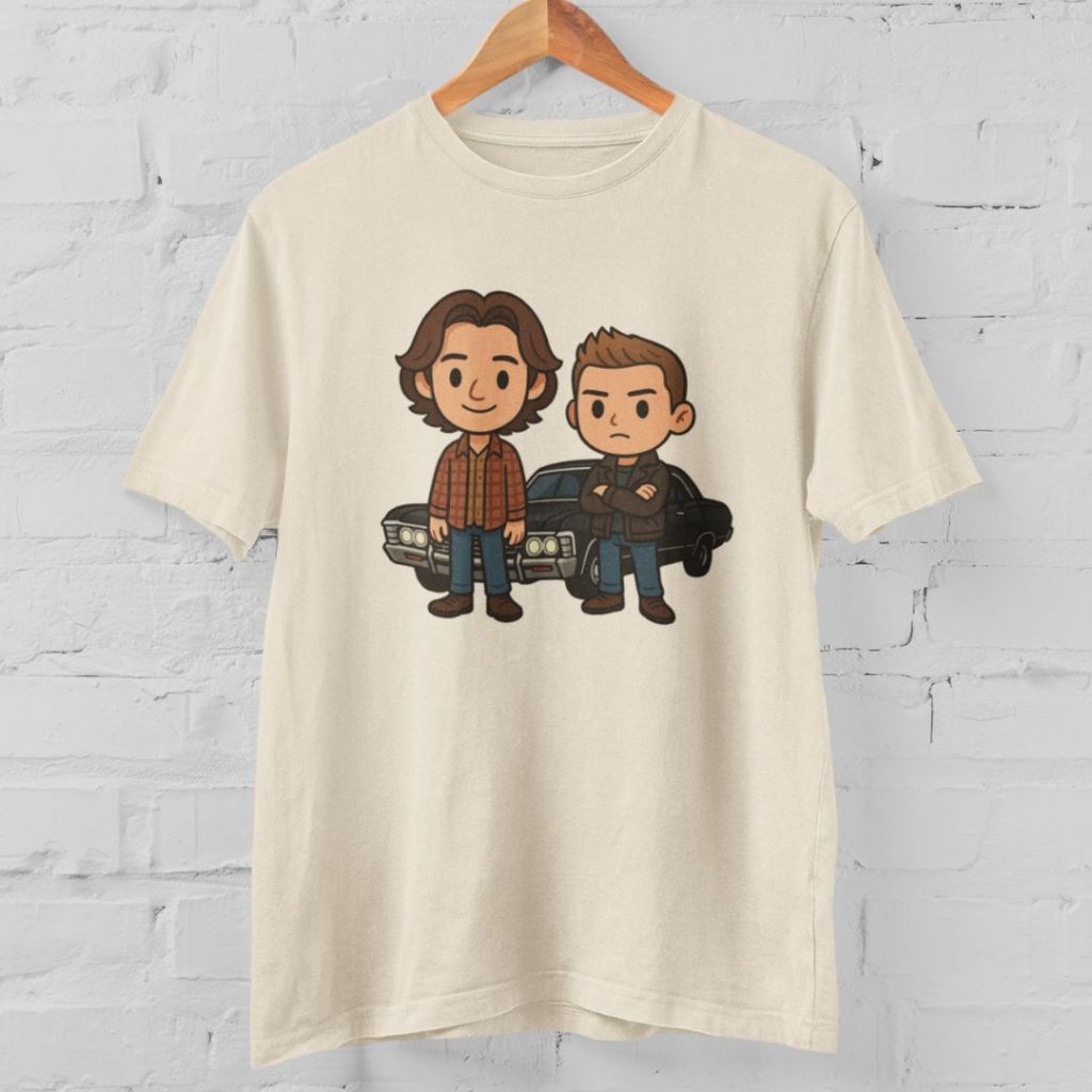 Camiseta Minimalista Série de TV Supernatural Sam e Dean Winchester Terror Suspense Impala 100% Algodão UNISSEX