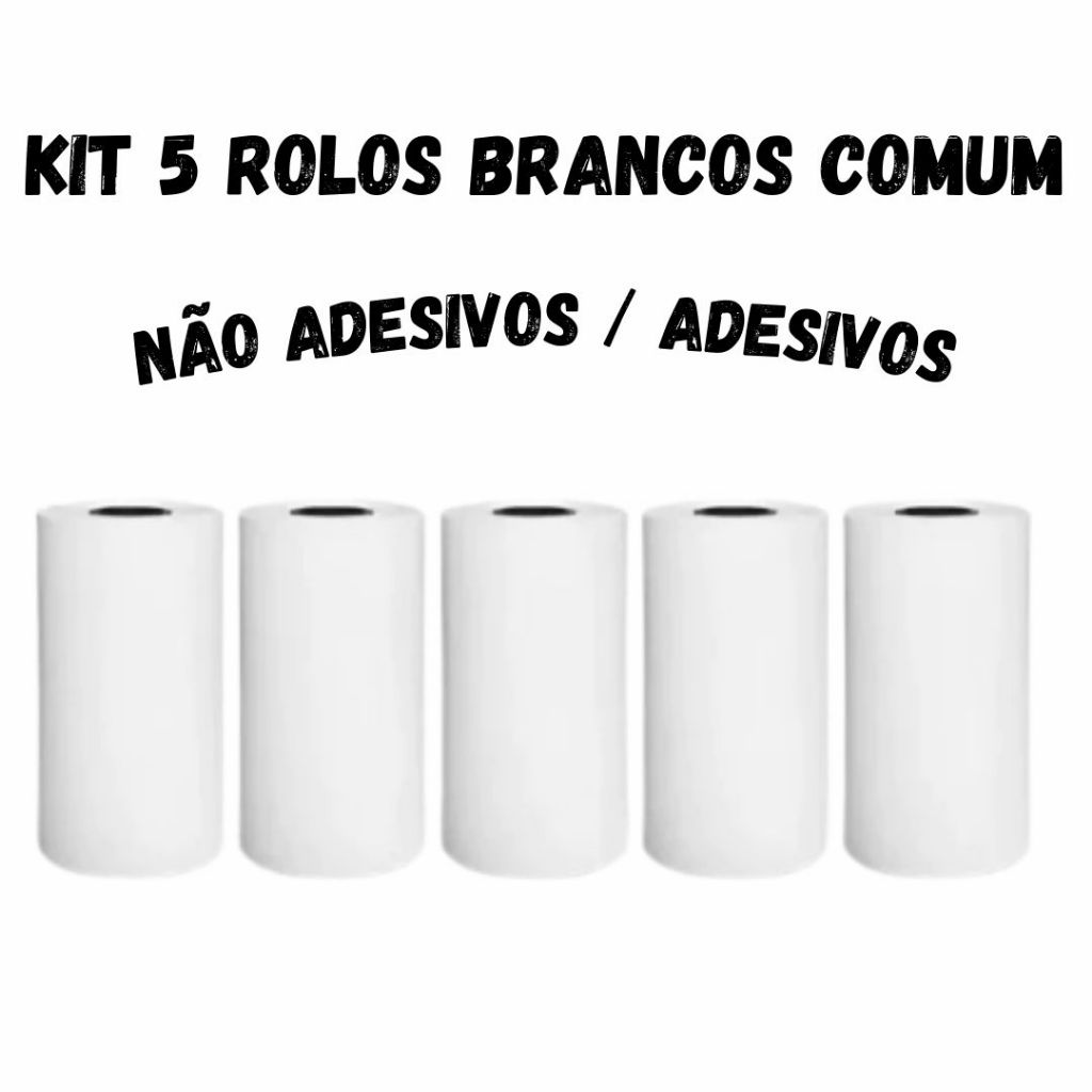 5 Bobina Adesivos/ Não Adesivos Etiqueta Térmica 57x30mm Branco Rolo Mini Impressora Portátil a Prova De Água