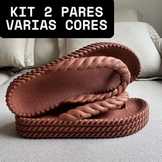 Kit 2 pares Chinelo 3 Tranças Feminino Leve Plataforma Nuvem Novidade promoção lançamento em Oferta na Shopee