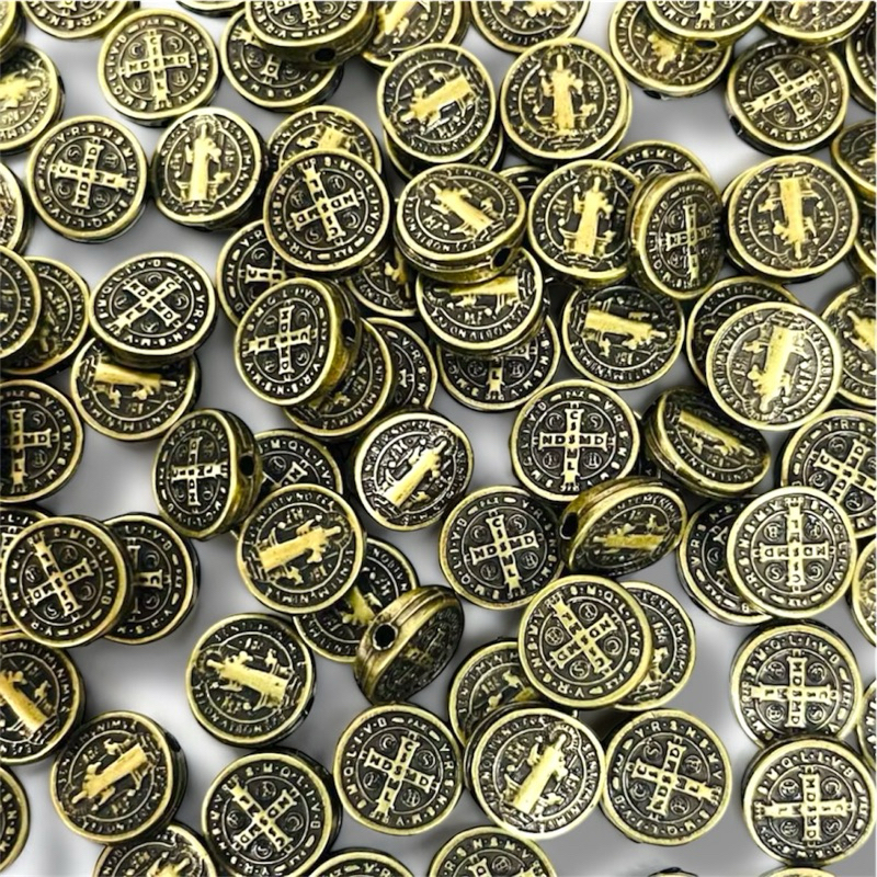 Passantes para Terço Entremeio São Bento Redondo Ouro Velho Alta Qualidade em Oferta na Shopee