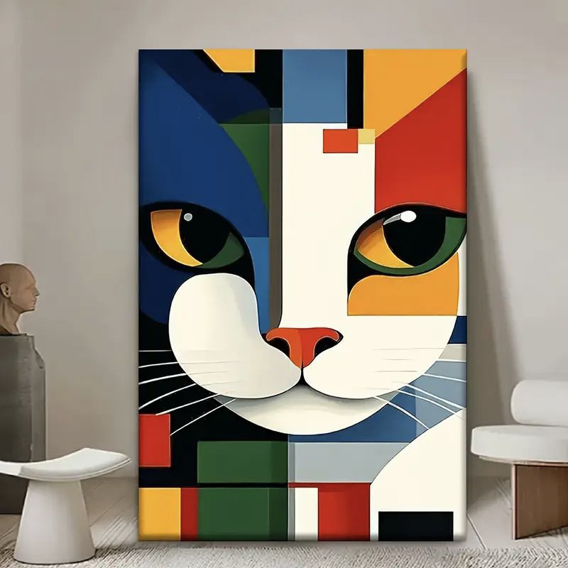 Quadro Decorativo Gato gatinho abstrato colorido em Oferta na Shopee