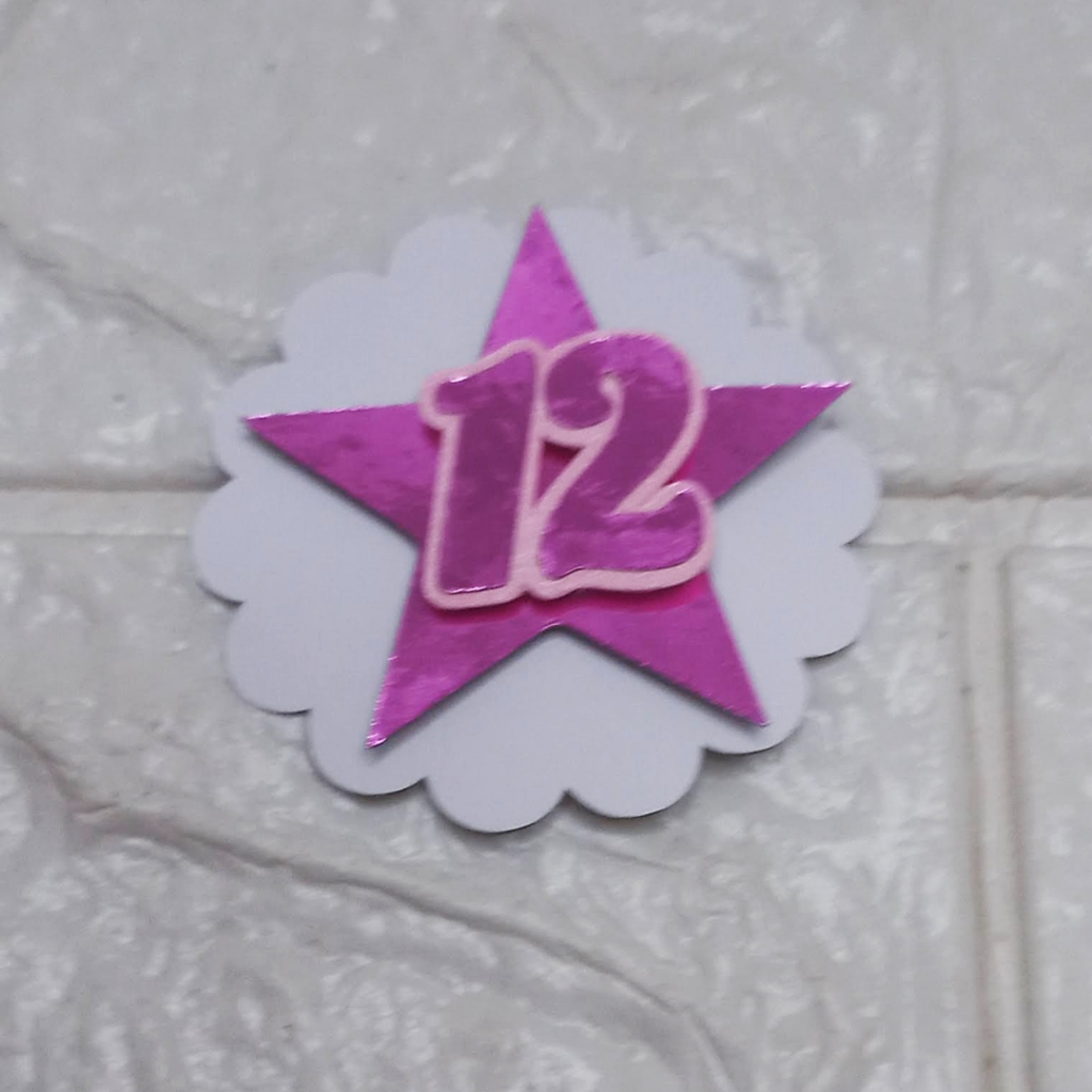 Aplique escalope 3D - Personalizado - Tag para lembrancinha de aniversário - Aplique para caixinha de acrílico