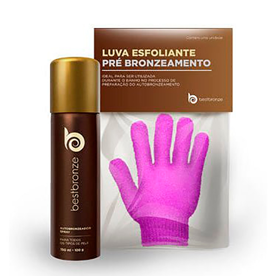 Autobronzeador Spray 150ml + Luva Esfoliante Pré Banho - Loja Oficial Best Bronze