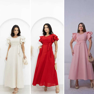vestido midi linho