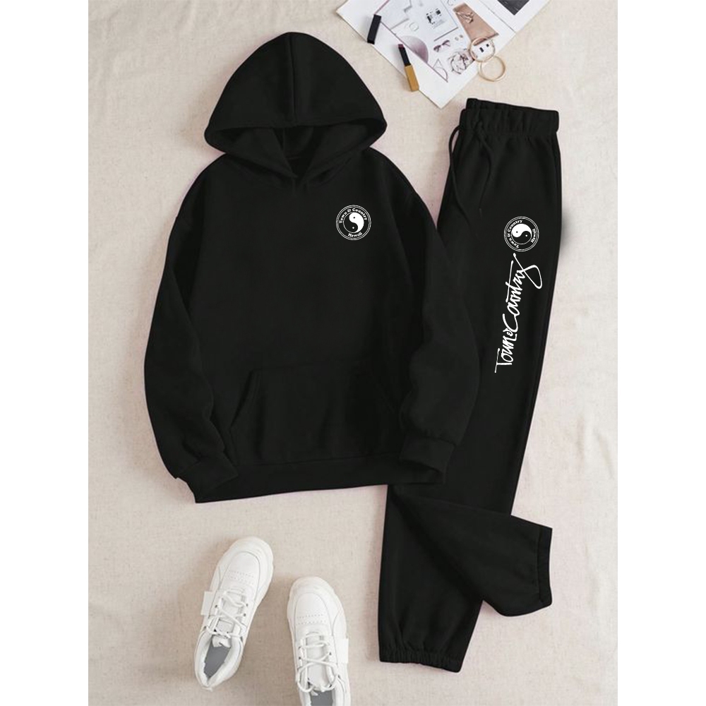 Conjunto Premium Moletom + Calça Estiloso Yng Yang Confortavel Inverno Japones Moda Unissex