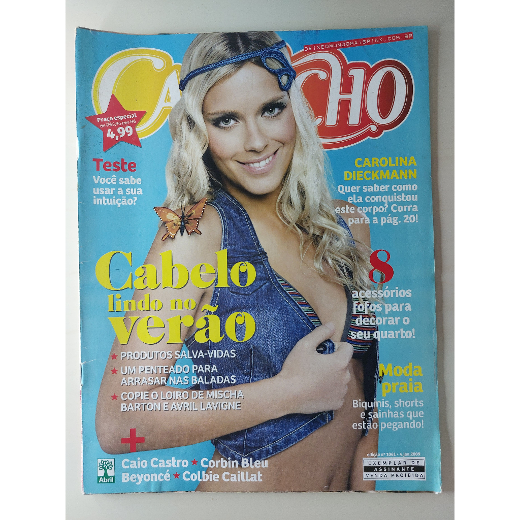 Revista Capricho Nº 1061 Carolina Dieckmann Avril Lavigne Corbin Bleu Beyoncé Selena Gomez 2009