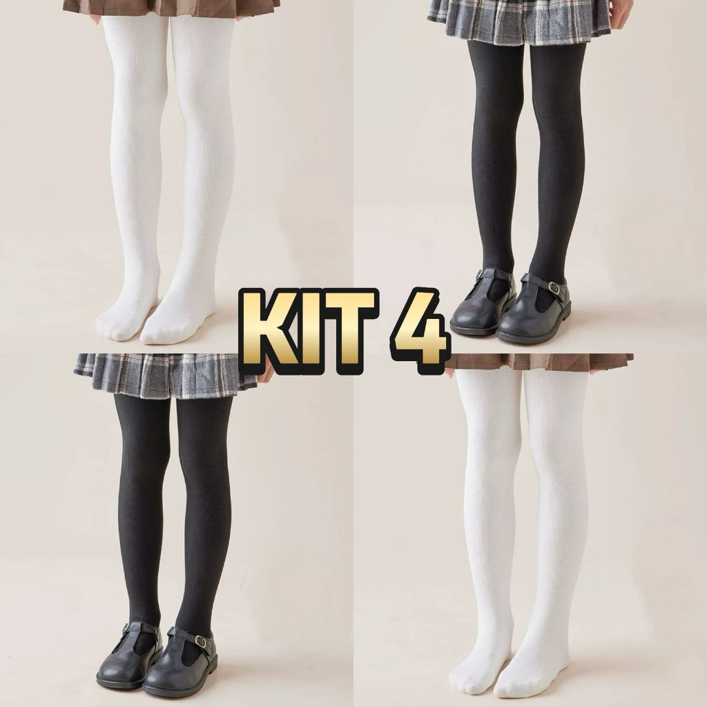 Kit 4 Pares Meia Calça Infantil Grossa Para O Frio Inverno varia Cores IMPERIO em Oferta na Shopee