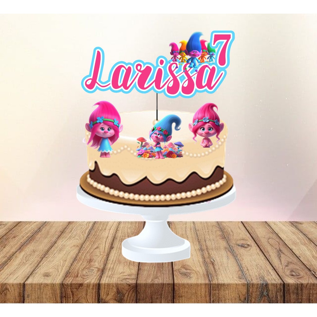 TOPO DE BOLO TROLLS - ANIVERSÁRIO, MESVERSÁRIO, DECORAÇÃO, FESTA, ENFEITE DE MESA, ENFEITE DE BOLO