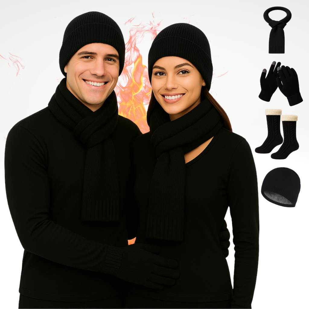 Kit Frio Conjunto Térmico Blusa + Calça Térmica + Luvas Meias + Touca E Cachecol